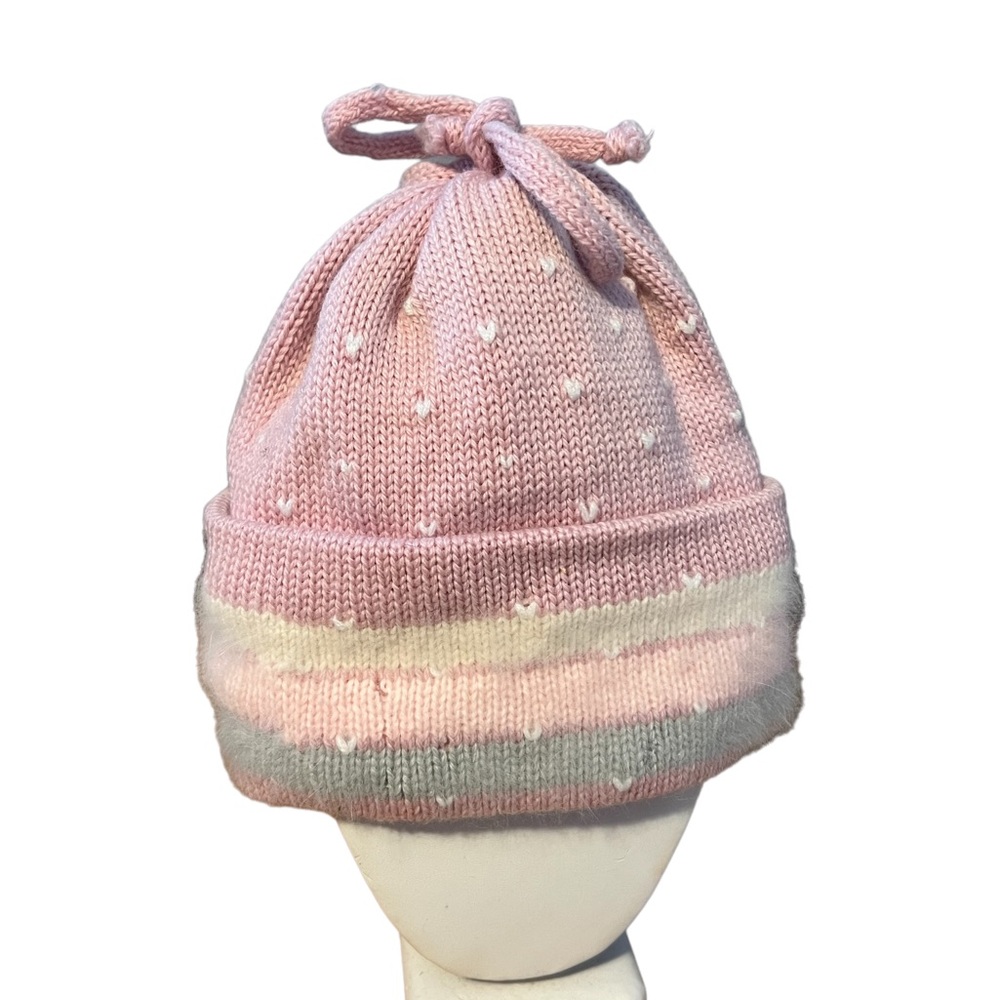 Capello Pink, Cream & Gray Knit Hat OS